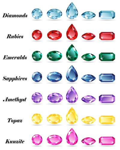 Seven sets of gems vector image