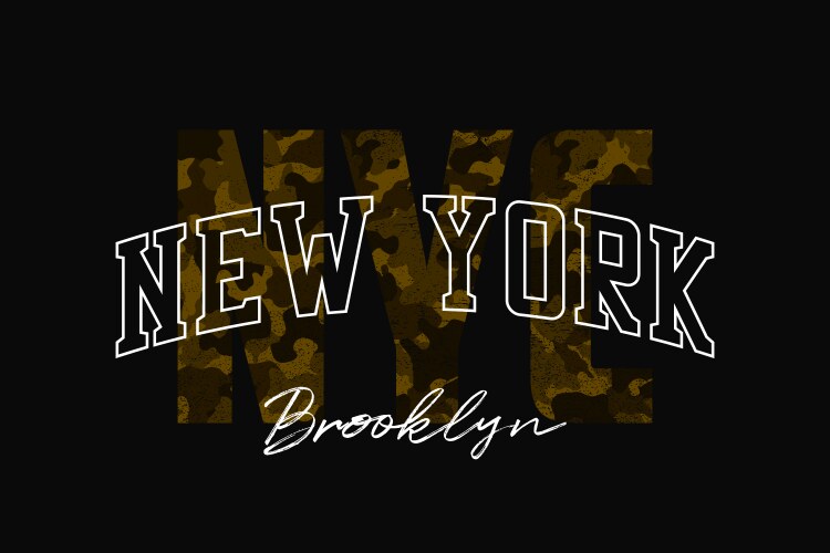 Varsity tee shirt design with camo letters nyc vector image