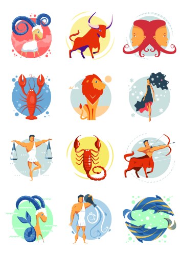 Colorful set zodiac astrology signs vector image