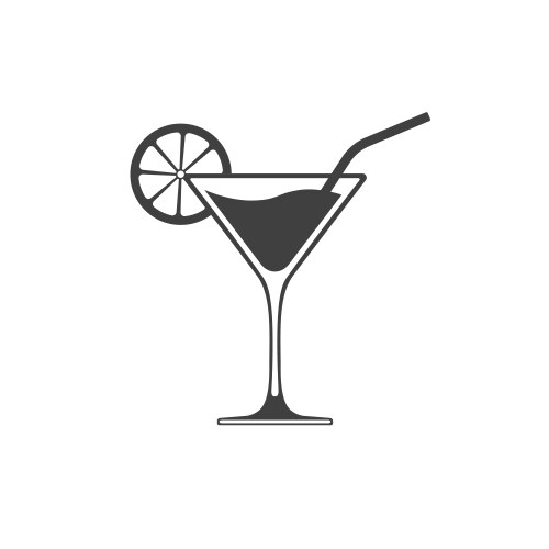 Cocktail glass icon with wave on liquid vector image