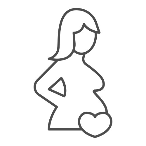 Pregnant woman and heart thin line icon medical vector image