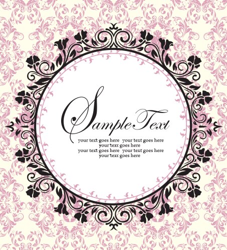 ornate frame on pink damask background vector image