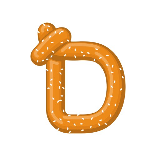 Letter d pretzel snack font symbol food alphabet vector image