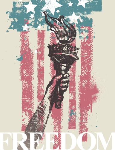 Hand of freedom with torch vector image