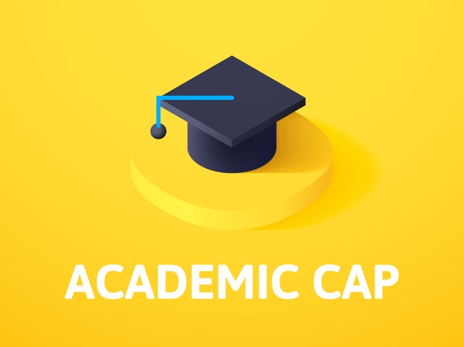 Academic cap isometric icon isolated on color vector image