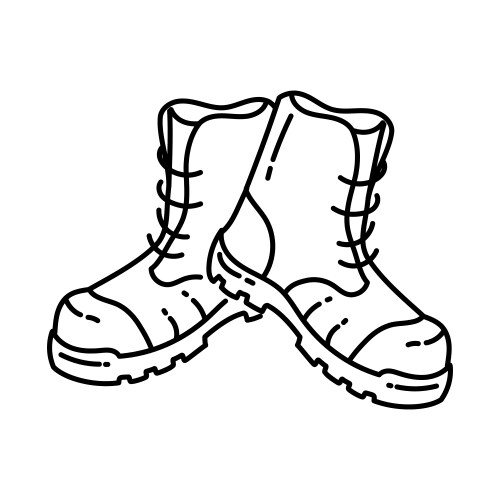 Safety boots icon doodle hand drawn or outline vector image