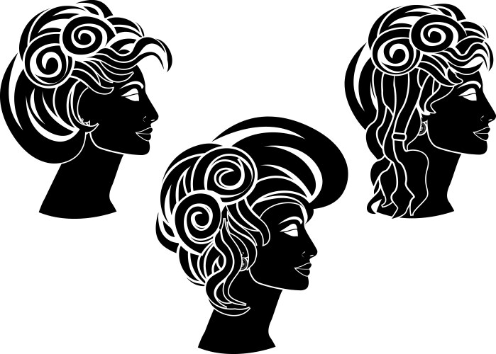 Set of hairstyles stencil vector image