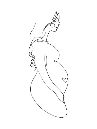 profile a pregnant woman and heart vector image