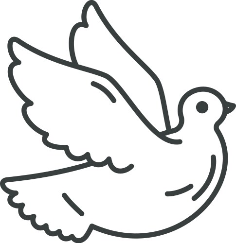 Minimalist flying white pigeon line contoured vector image