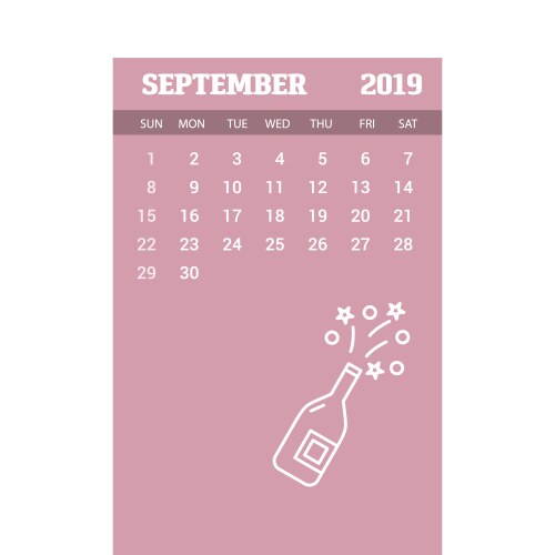 2019 happy new year september calendar template vector image