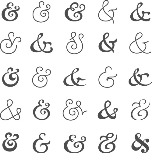 Big ampersand symbol collection vector image