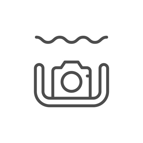 Diving camera line outline icon vector image