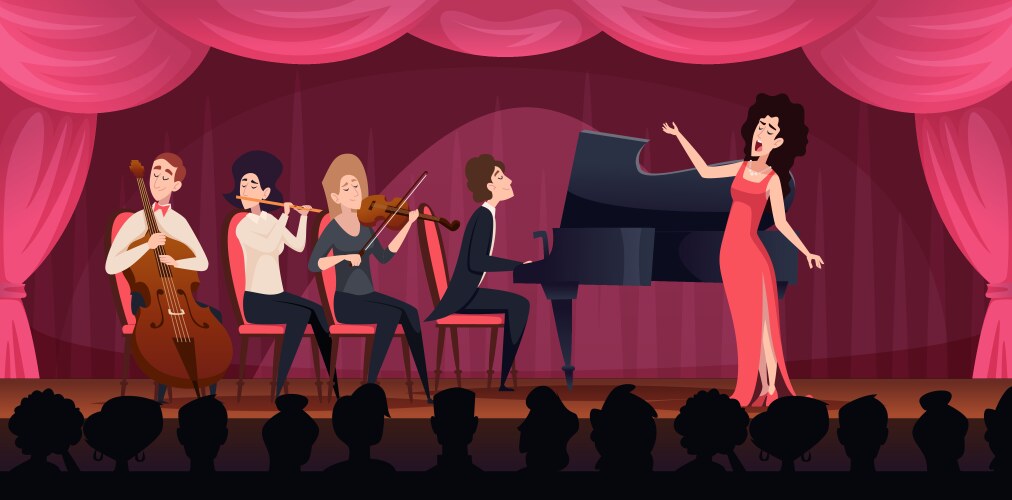 theatral singers opera artist and classical music vector image