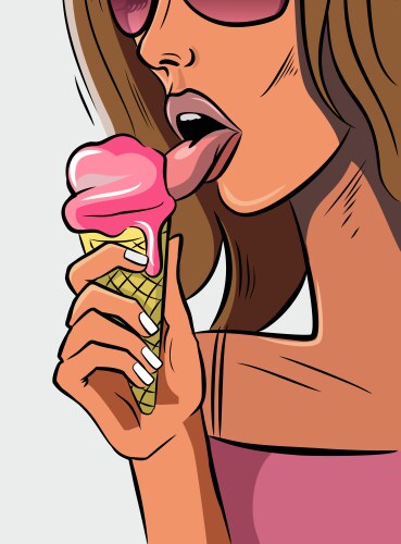 Ice scream and glamour girl vector image