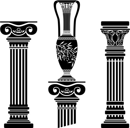 stencils of columns and hellenic jug vector image