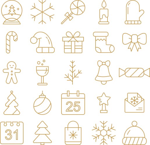 new year icons christmas party elements vector image