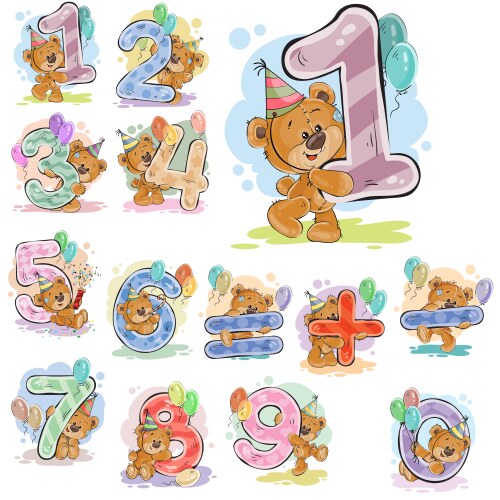 A set of with brown teddy vector image