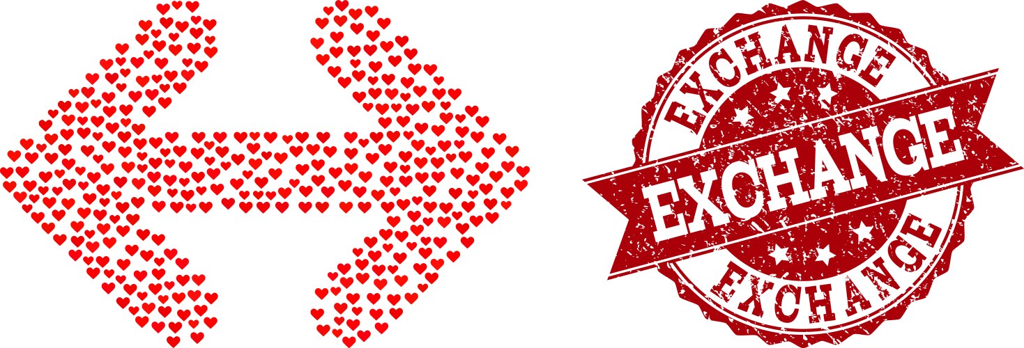 Love heart collage of exchange arrows horizontally vector image