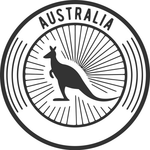 Australia round label black kangaroo travel vector image