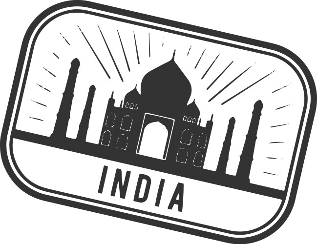 India landmark sticker travel world black symbol vector image