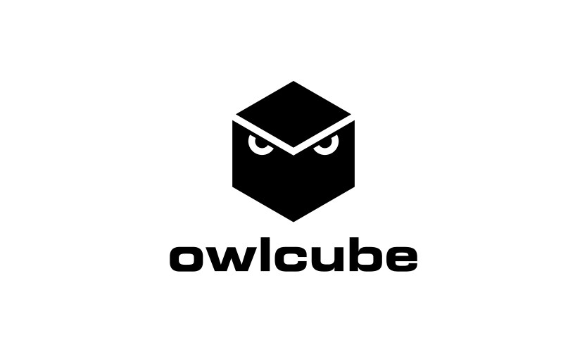 Owl cube logo design concept vector image