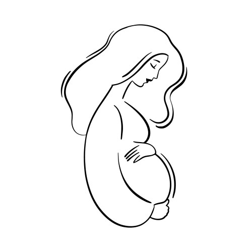 hand drawn pregnant woman profile portrait vector image