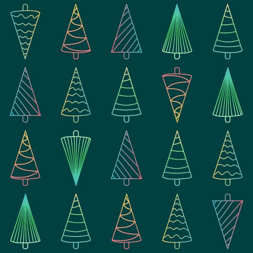 seamless pattern with neon christmas trees vector image