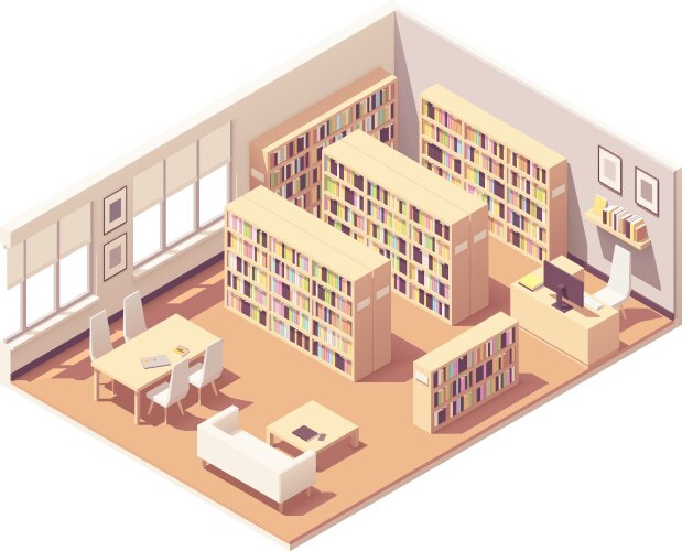 isometric university library vector image