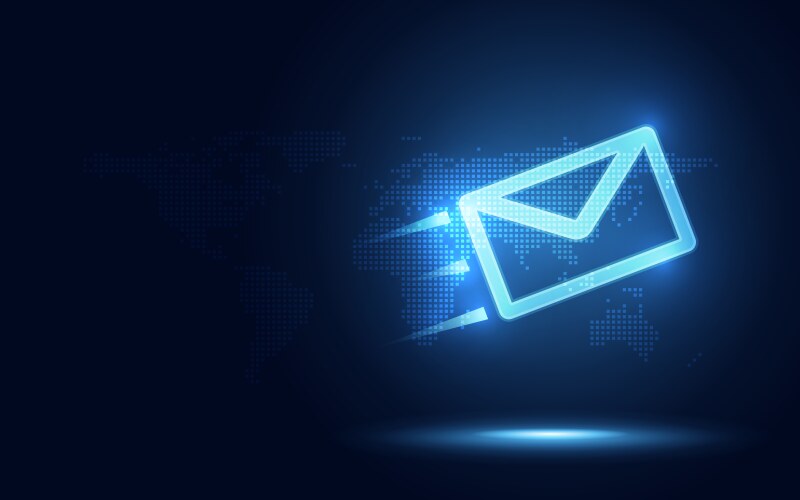 Futuristic blue express envelope and parcel vector image