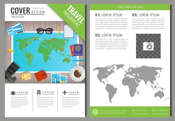 Travel brochure design template for vector image