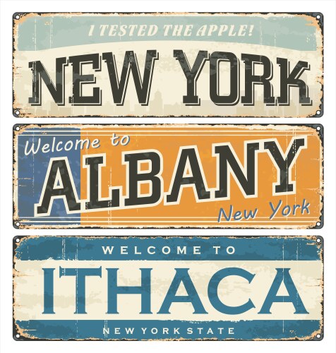 Us cities new york albany ithaca nyc vector image