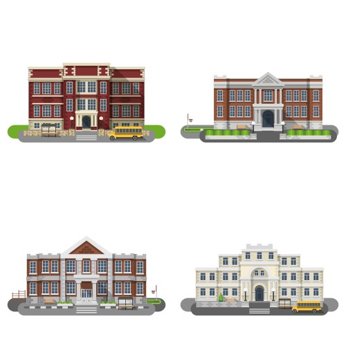 school buildings flat set vector image