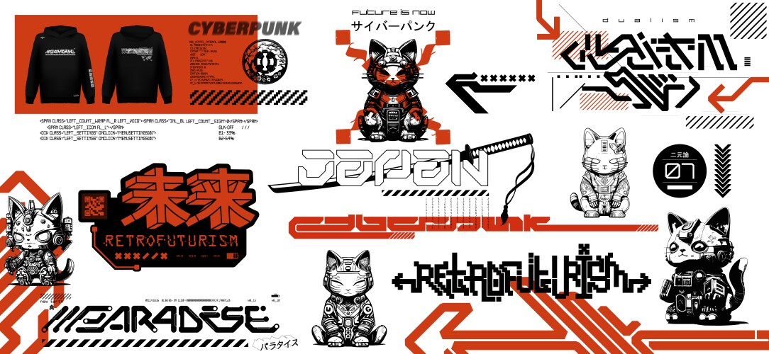 futuristic cyberpunk t-shirt merch streetwear vector image