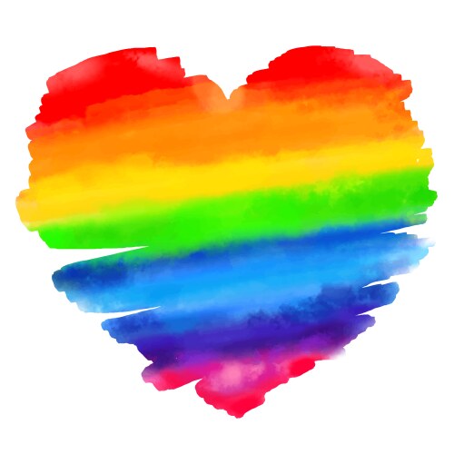 Rainbow heart shape watercolor painting vector image