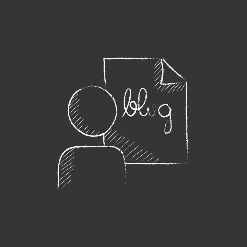 Man and sheet with word blog drawn in chalk icon vector image