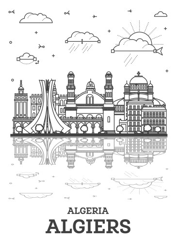 outline algiers algeria city skyline vector image