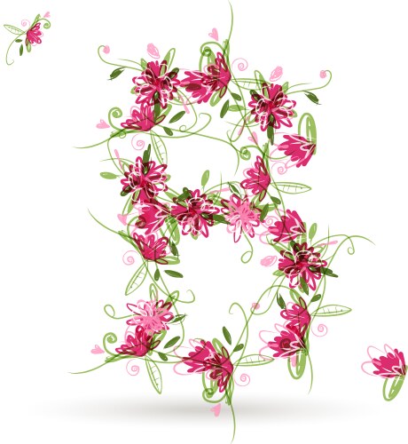 Floral letter b for your design vector image