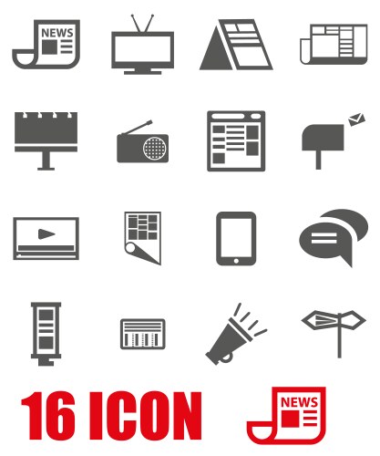 Grey advertisement icon set vector image