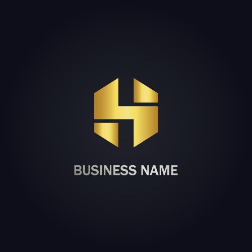 Initial h gold logo vector image