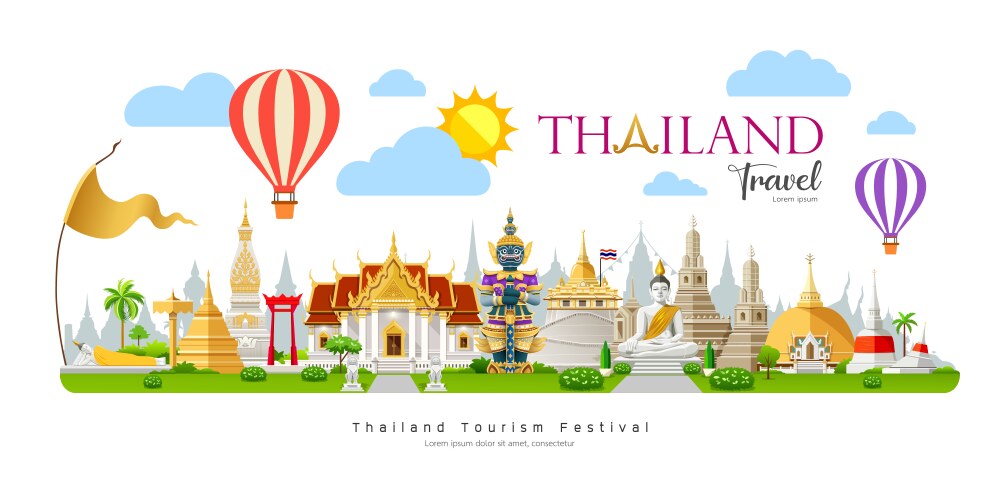 Thailand travel beautiful building landmark vector image