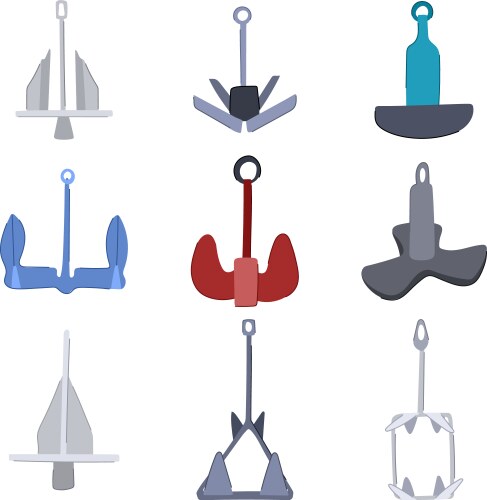 boat anchor set cartoon vector image