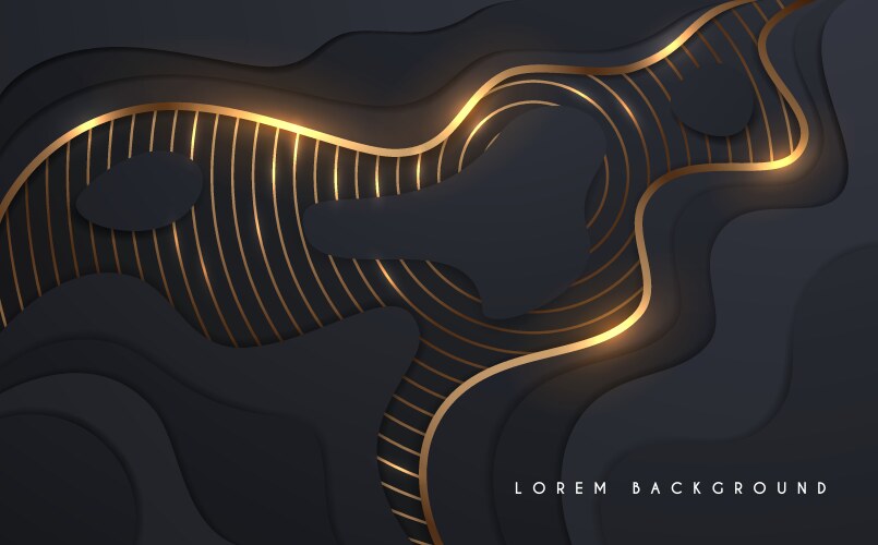 Abstract black and gold layers background vector image