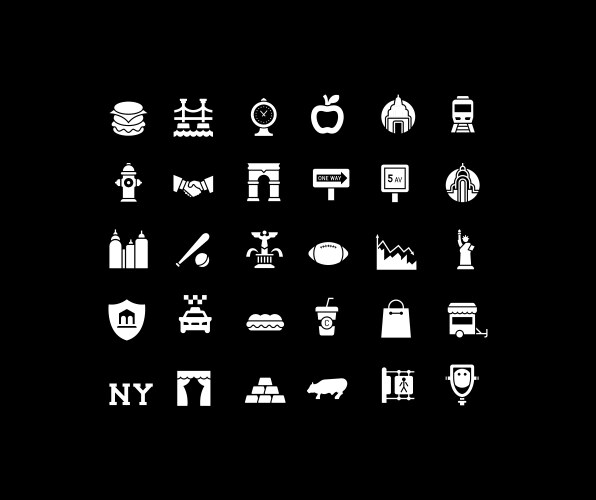 set simple icons new york vector image