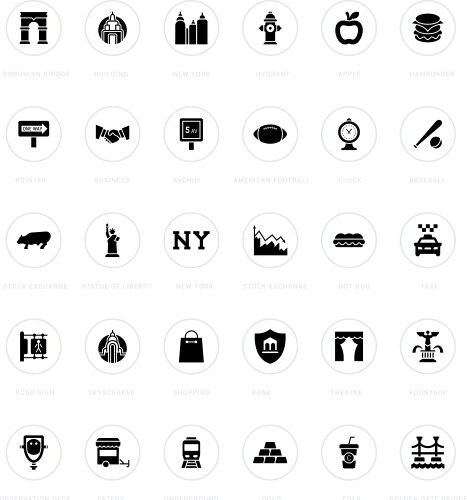 set simple icons new york vector image