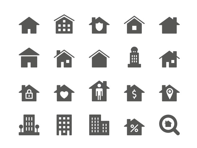 Home icons house shape logo residential building vector image