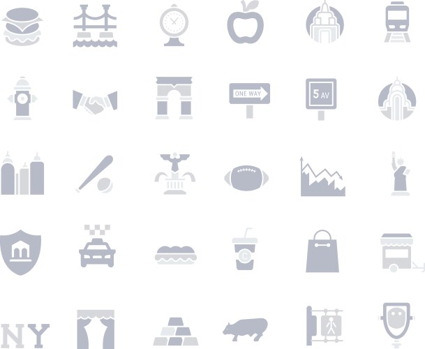 set simple icons new york vector image