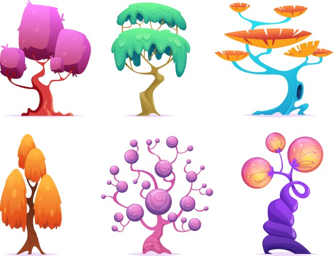 Fantasy tree fairytale garden plants glowing vector image