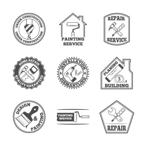 Home repair tools labels icons vector image