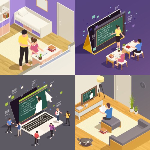 online education 2x2 concept vector image