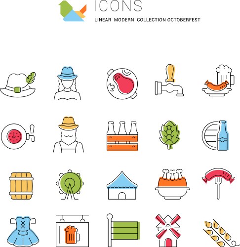 Set line icons oktoberfest vector image